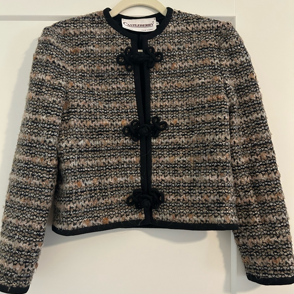 Vintage Castlebury Cropped Striped Bouclé Jacket